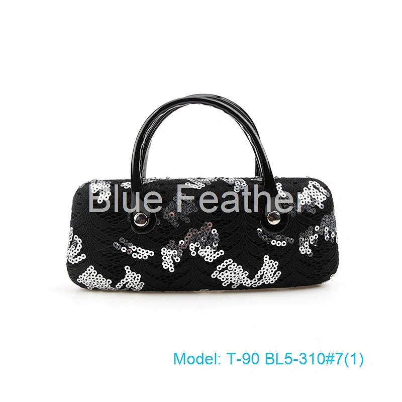 Glitter PU leather eyewear optical glasses case sunglass case with handle