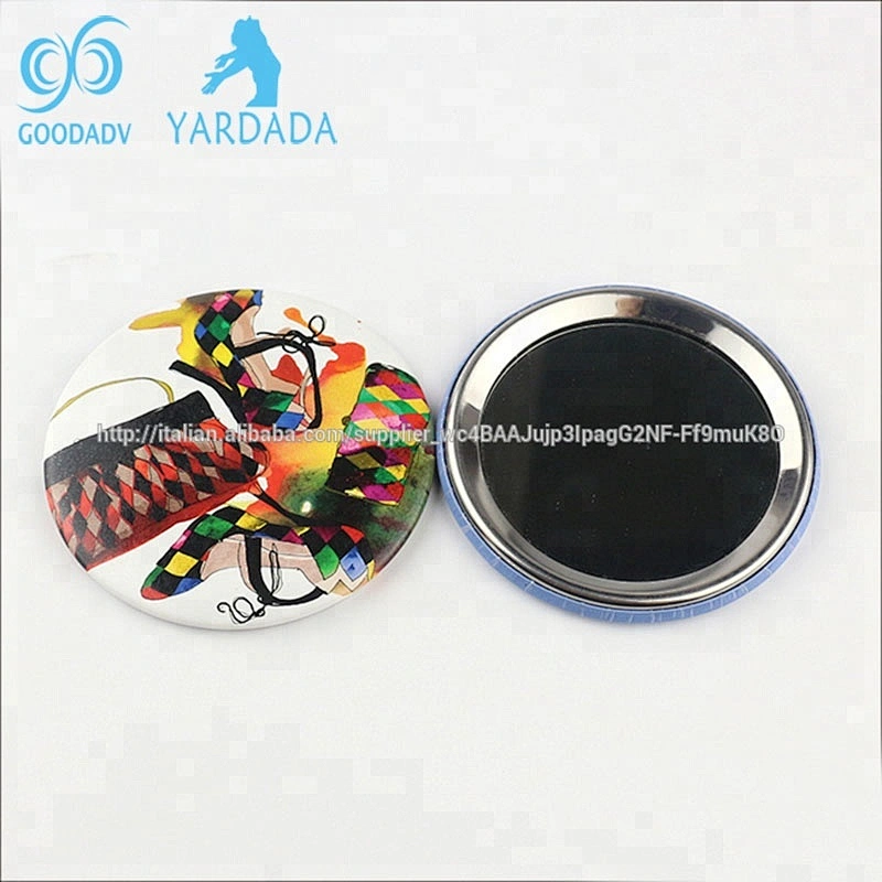 Personalized single side hand mirror promotion custom round tin mirror