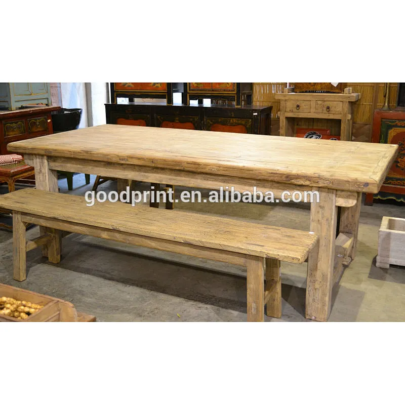 Chinese antique rustic natural teak wood dining table