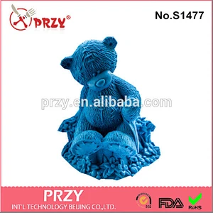 S1477 PRZY Handmade silicone Teddy on a stump 3D mold soap mold