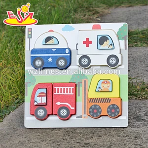 2018 New design educational car shape wooden 3d puzzle toys for kids W14D022