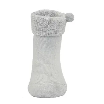 baby colorful double cuff pompoms thick cotton winter socks