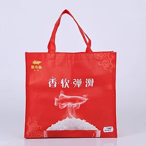 Wholesale red non-woven bag can stand for rice packaging