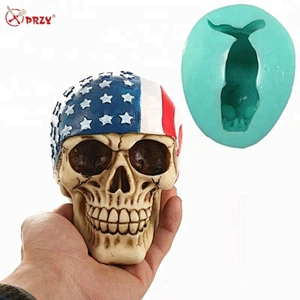 QT0003 Silicone halloween skull Silica gel mold 3d American flag skull head mould