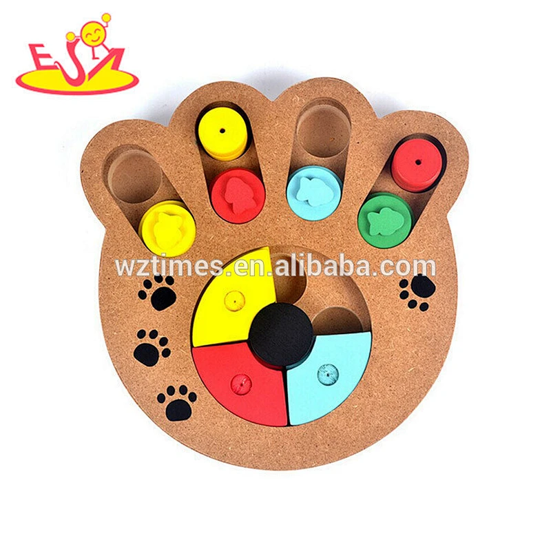 2018 Wholesale cheap wooden interactive cat toy best design pet IQ training wooden interactive cat toys W06F033