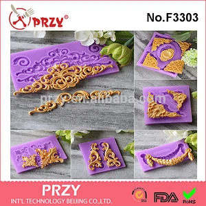 Inverted sugar embossed mold complete set of European decorative embossed head surrounded by food grade silicone mold