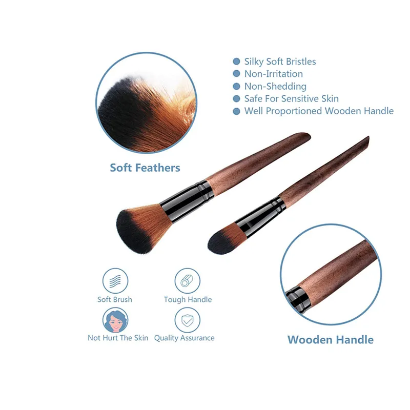 Wooden 8 Pcs Makeup Brushes Set Foundation Blush Face Concealer Eyeliner Shadow Cosmetics Brush Set for Beauty