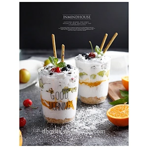 China borosilicate drinking glass milk ice-cream mug for home or coffee bar use