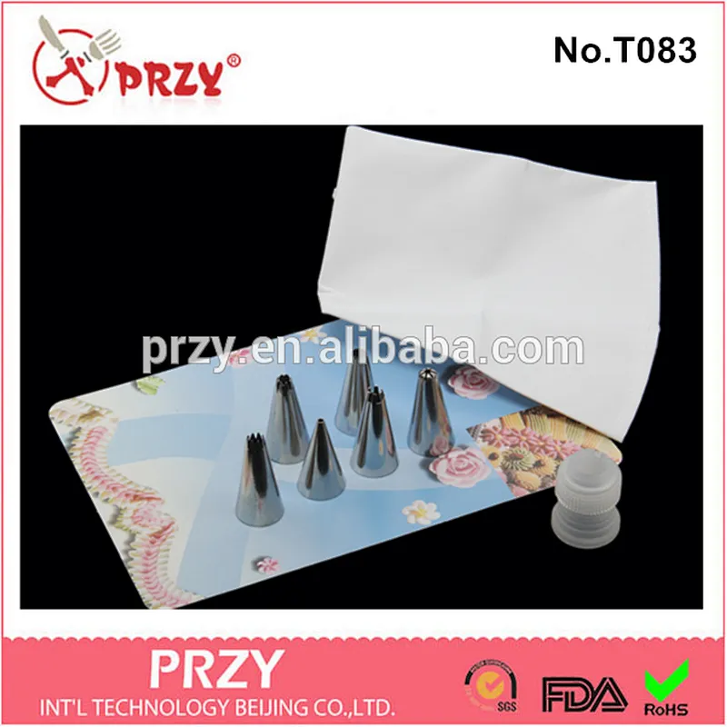 t083 High quality stainless steel piping bag set , cake decorating tools