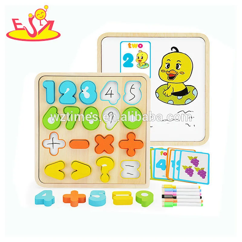 Wholesale most popular kids wooden math puzzle with whiteboard W14B088