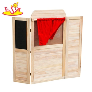 2018 New arrival 2 in 1 wooden puppet stage & shop stall toy for children W10A078