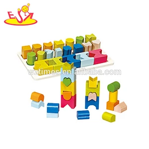 Wholesale hot wooden stacking puzzle blocks toy colorful wooden stacking puzzle blocks toy W13A017
