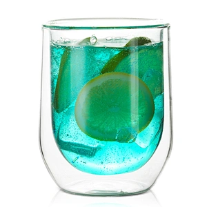 2018 hot selling home item durable resistant hot and cold double wall glass mug coffee cup for bar