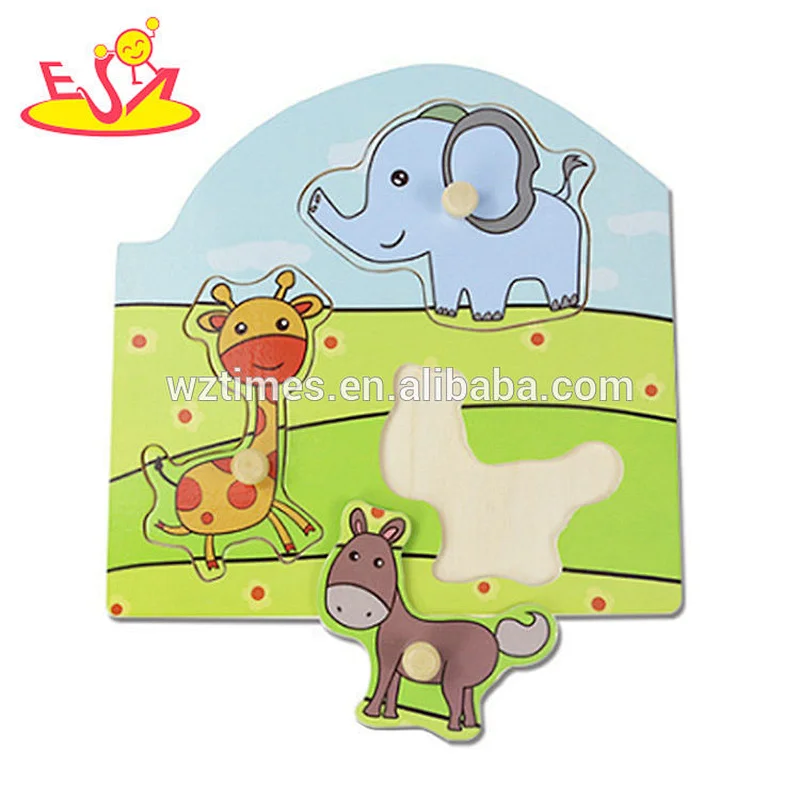 Wholesale early education toy animal theme wooden peg puzzle for 2 year olds baby W14M142
