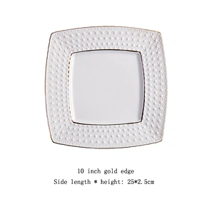 Hot-selling ceramic tableware gold 10 inches of Edge gold plating western dinner plate
