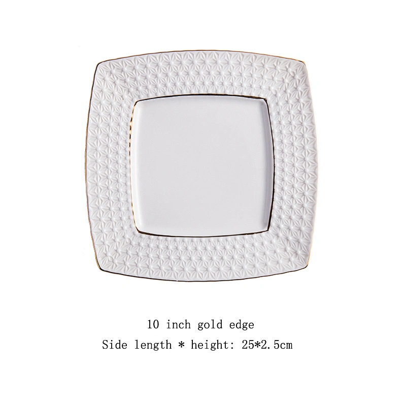 Hot-selling ceramic tableware gold 10 inches of Edge gold plating western dinner plate