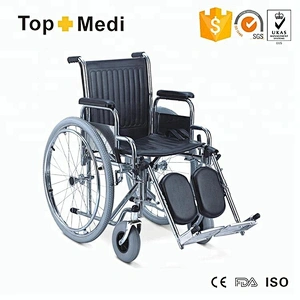 Chromed steel adjustable manual elevating footrest wheelchair