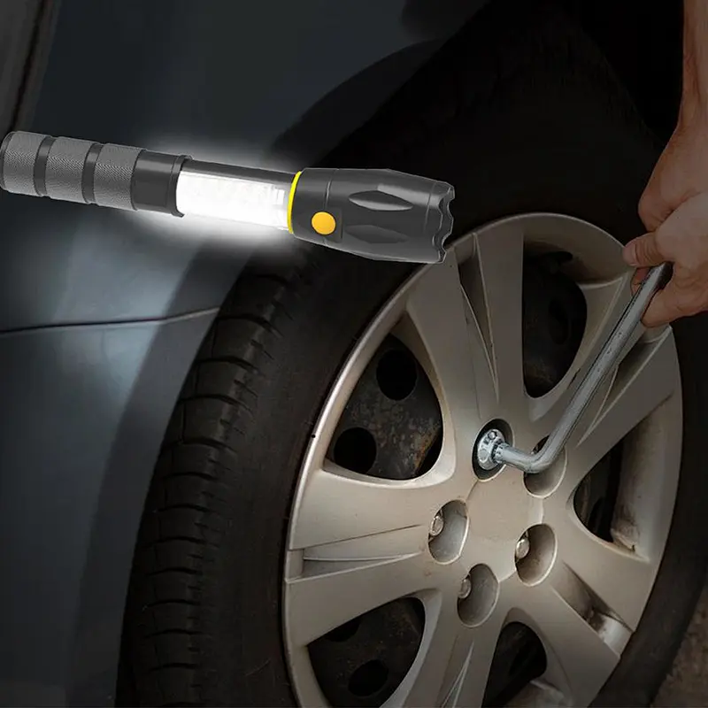 2018 New COB electric touch LED aluminium flashlight strong lightCOB working light