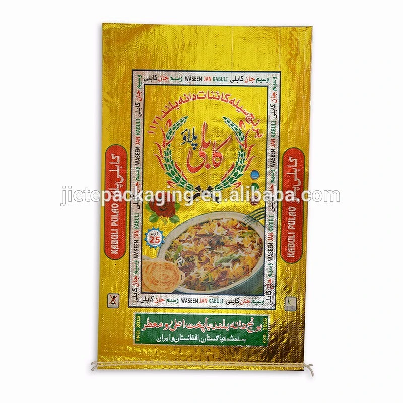 Thailand gold laminated pp woven plastic bag for rice 20kg packaging
