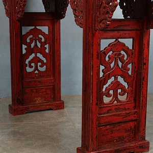chinese antique solid wood recycled carving hollow altar table