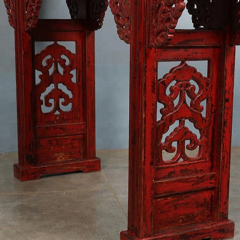 chinese antique solid wood recycled carving hollow altar table