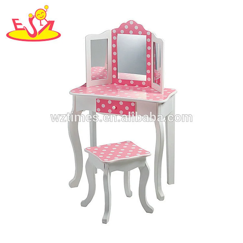 2018 New bule pattern wooden dressing table designs with mirrors W08H093