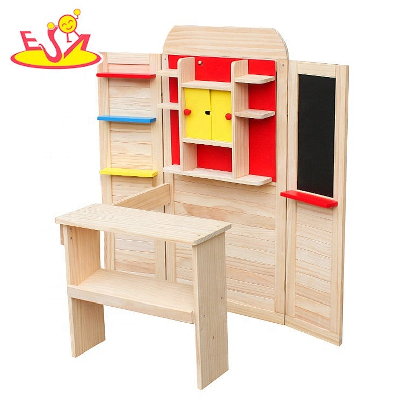 2018 New arrival 2 in 1 wooden puppet stage & shop stall toy for children W10A078