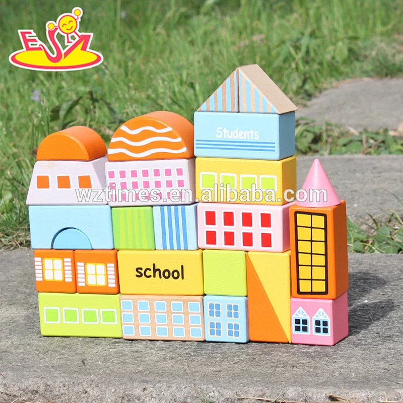 2018 New design 25 pieces children wooden building blocks for kids educational wooden building blocks for kids W13A122