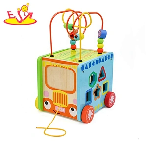 2019 New arrival multi-function educational wooden infant activity cube for sale W12D169