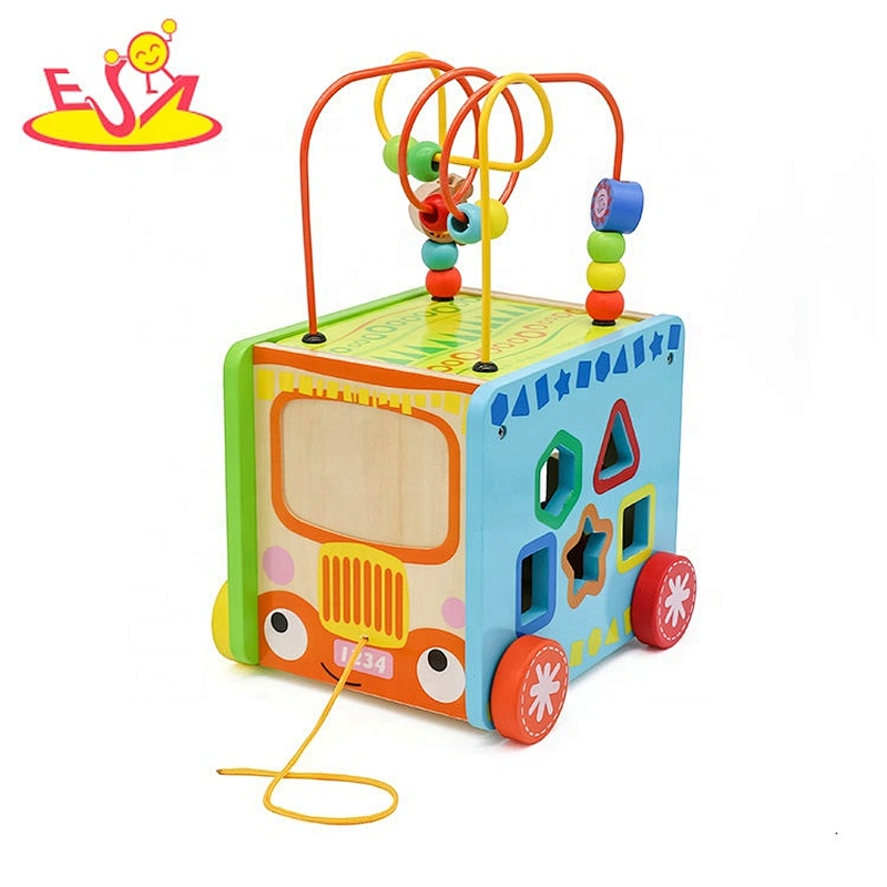 2019 New arrival multi-function educational wooden infant activity cube for sale W12D169