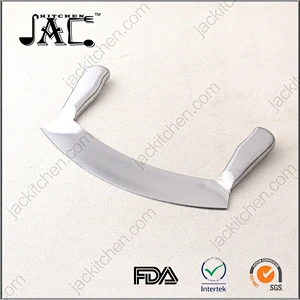 Hot Stainless Steel Double Handle Crescent Chopper Blade Mezzaluna Knife