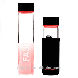 High Quality 320 ml and 420 ml Customized Logo Glass Water Bottle with Sleeve