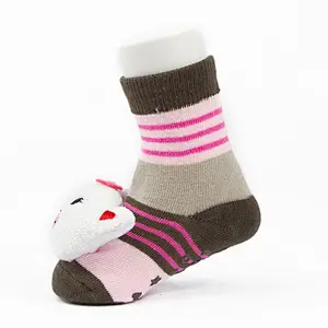 Autumn Winter wholesale kids manufacturers Newborn non slip floor lovely cartoon cat bear coral velvet Baby shoe Socks