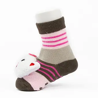 Autumn Winter wholesale kids manufacturers Newborn non slip floor lovely cartoon cat bear coral velvet Baby shoe Socks