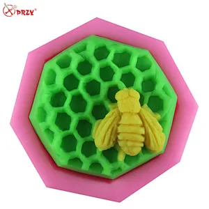 DIY Three-dimensional Bee Honeycomb silicone Fondant cake Mold handmade Silicone Soap Molds