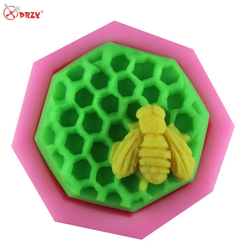 DIY Three-dimensional Bee Honeycomb silicone Fondant cake Mold handmade Silicone Soap Molds