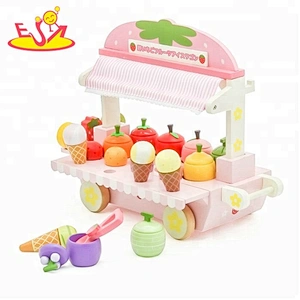 Best sale baby mini wooden ice cream truck toy for pretend play W10B080
