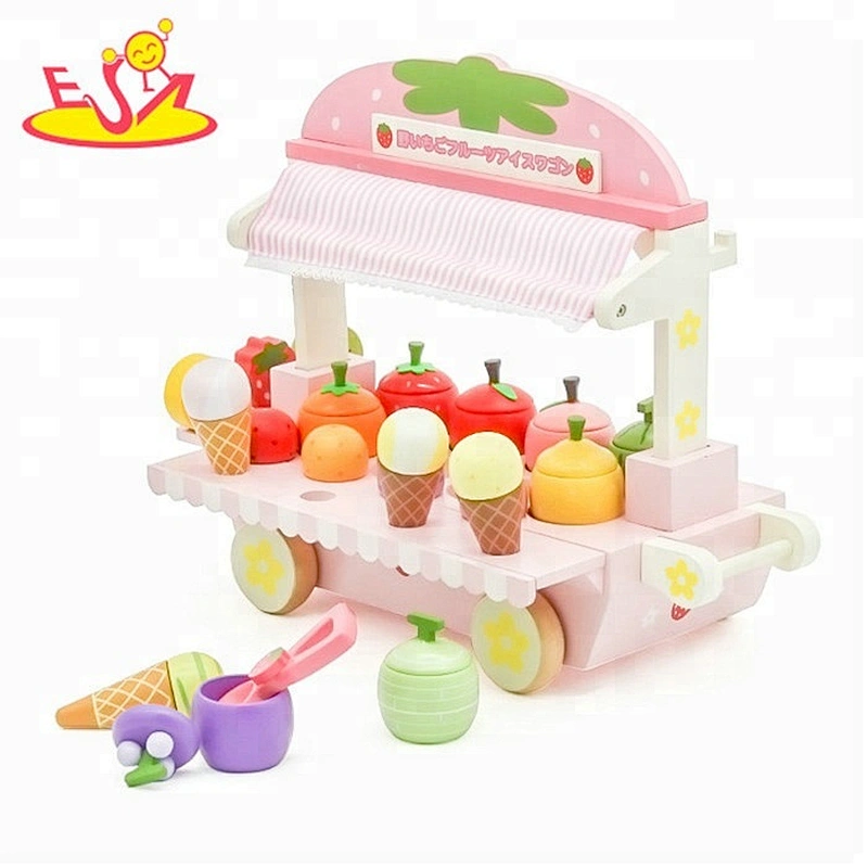 Best sale baby mini wooden ice cream truck toy for pretend play W10B080