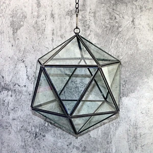 Geometric Design Mini Indoor Glass Greenhouse with Opening Window For DIY Succulent Microlandschaft and Home Decor