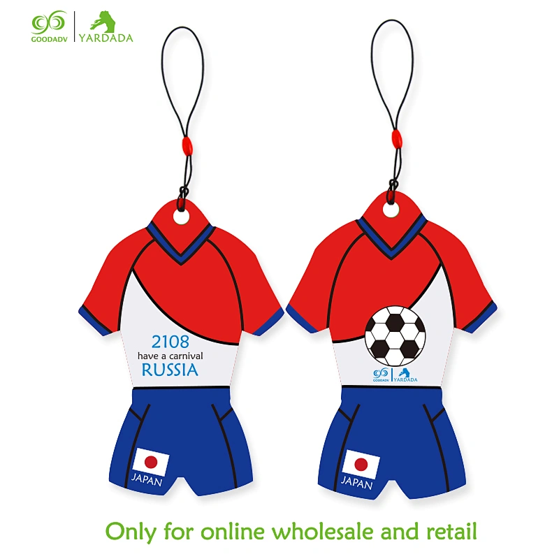 Japanese football novelty T-shirt shape Cup 2018, hanging air freshener, new design product in stock
