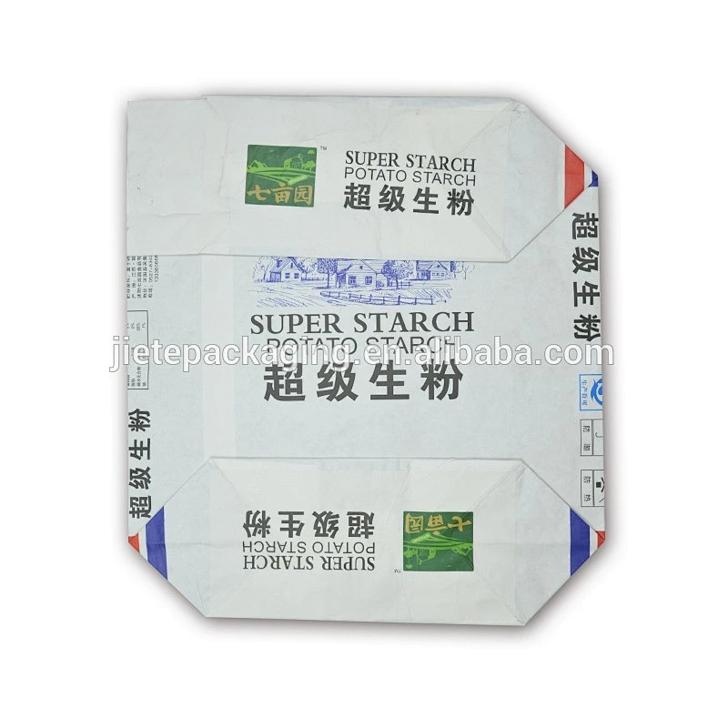 White kraft paper valve bag packing potato starch packing for wholesale