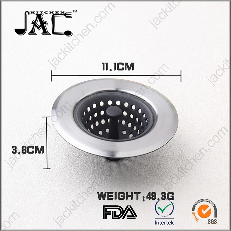 High Quality Silicone Stainless Steel Sink Strainer with Stopper