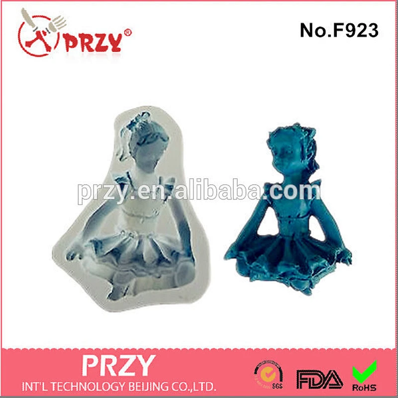 F923 PRZY Eco-friendly Cake Decorating Fondant Ballerina Silicone Cake Mold