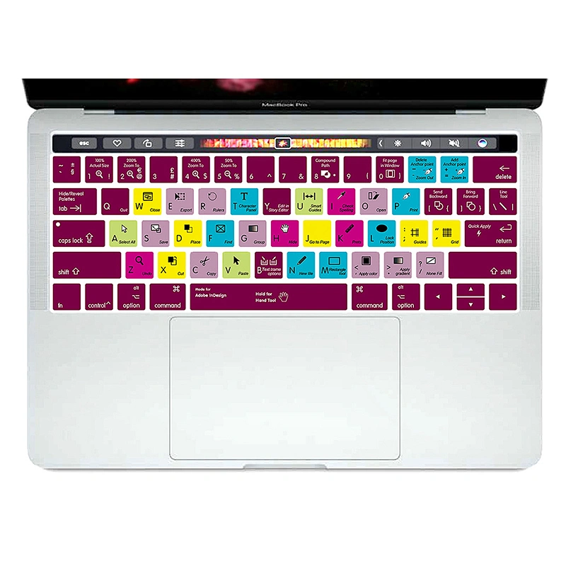 Chinese Wholesaler Waterproof Ado be InDesign TPU Keyboard Covers for macbook air keyboard Shortcuts Skin Touch Bar