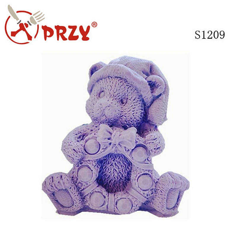 S1209 PRZY 2015 teddy silicone soap mold , silicone mold for soap