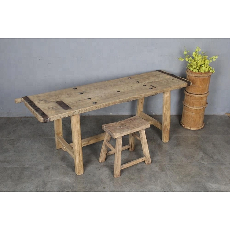 handmade chinese antique rustic reclaimed bleached wood dining room table