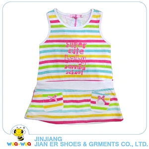 Chromatic stripe little girls summer clothes baby dress
