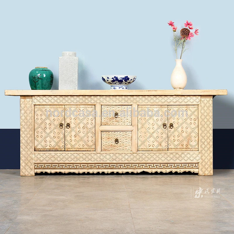 beijing factory hand carved naturel wood color chinese antique furniture