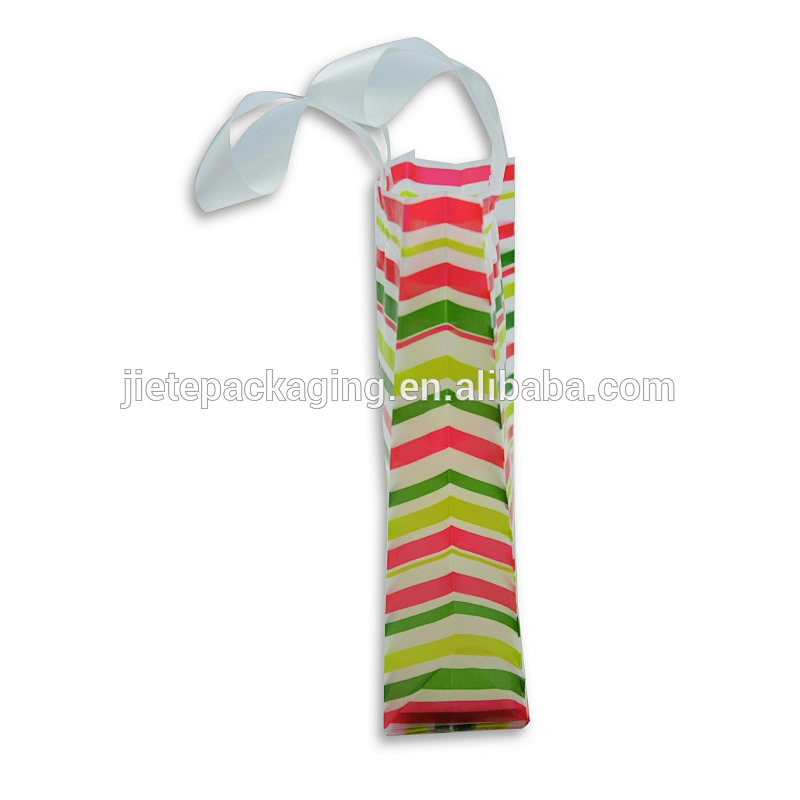 *custom design economic pe plastic color stripes shopping bag with handle