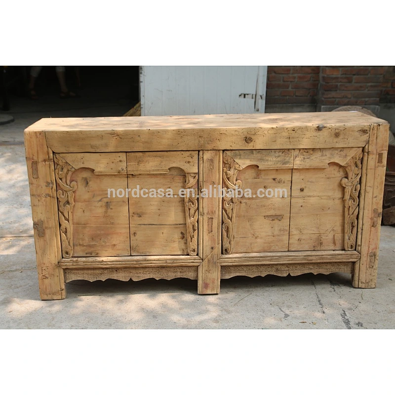 Chinese Antique Natural Wood Cabinte Furniture Carved Cabinet Old Pine Made Chinese Antique Furniture